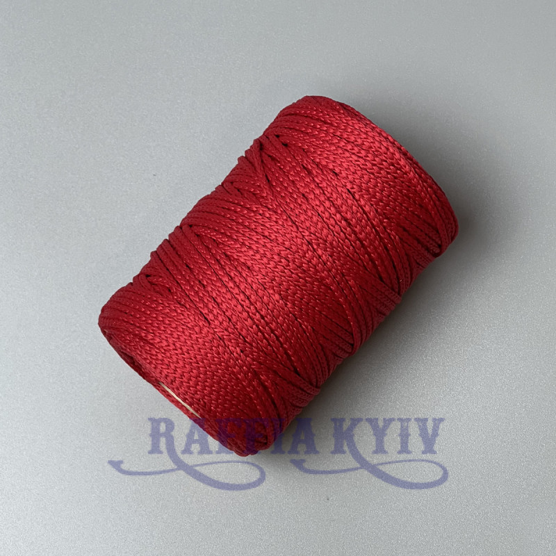 Red polyester cord, 3 mm