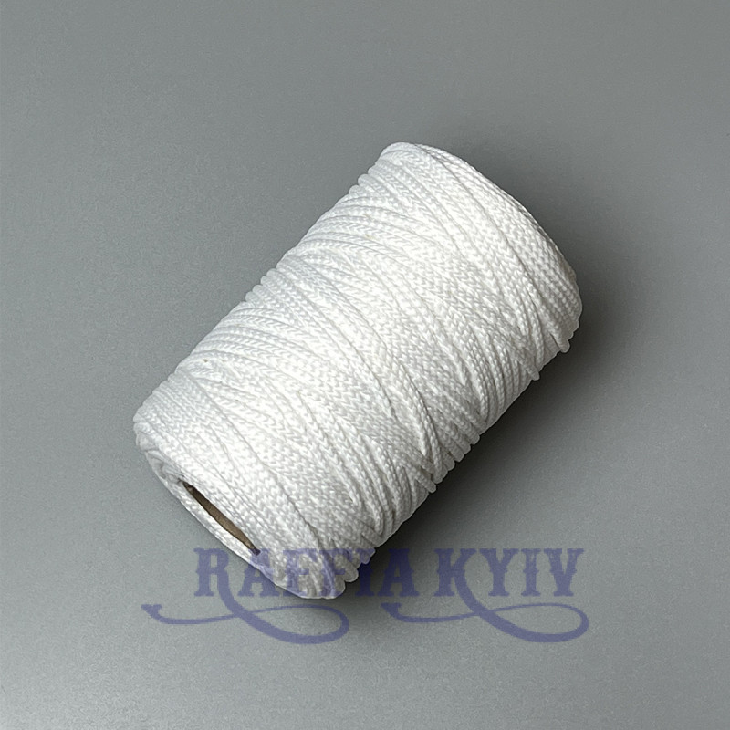 Білий поліефірний шнур, 3 мм