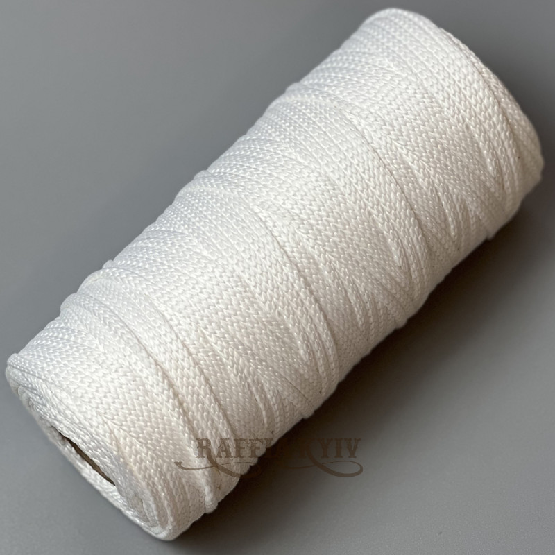 Білий поліефірний шнур, 5 мм