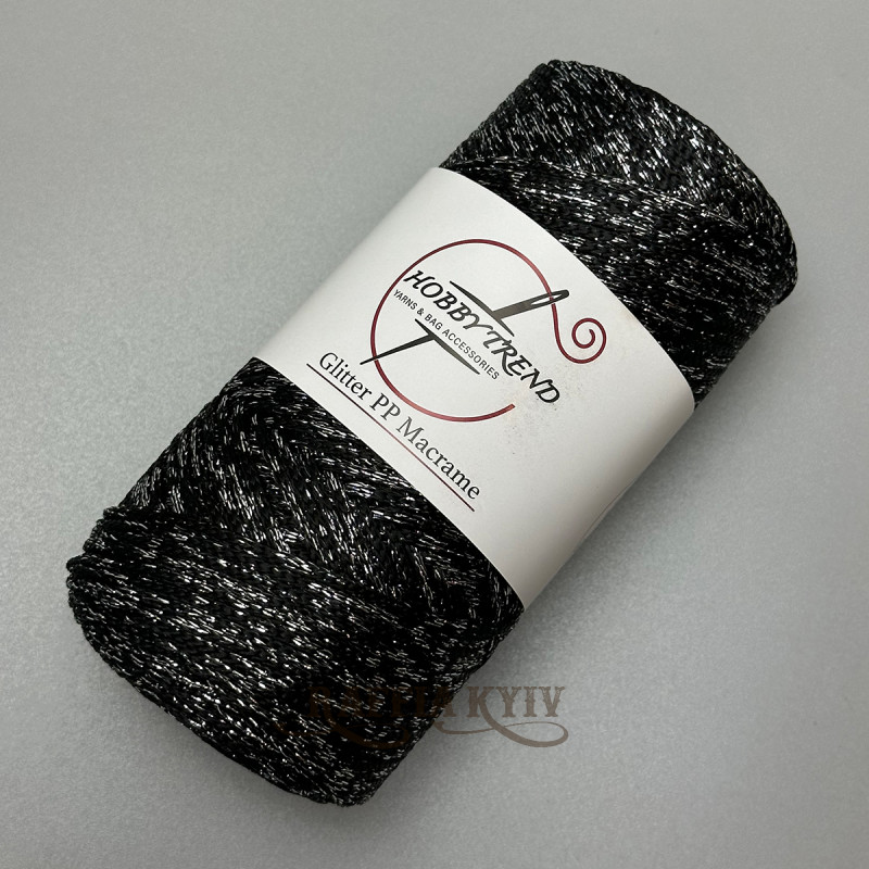 Black with silver lurex 2 mm polypropylene cord Hobby Trend