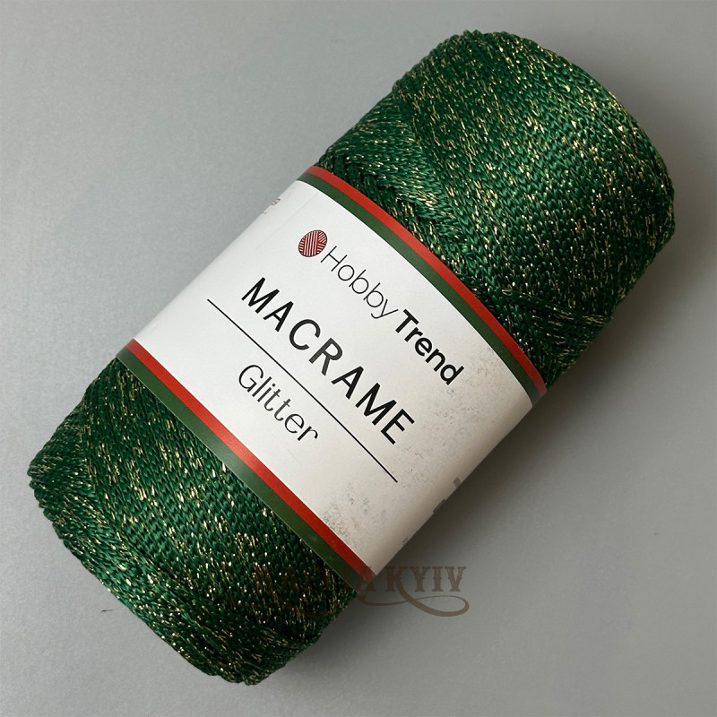 Темно-зеленый с люрексом 2 мм полипропиленовый шнур Hobby Trend