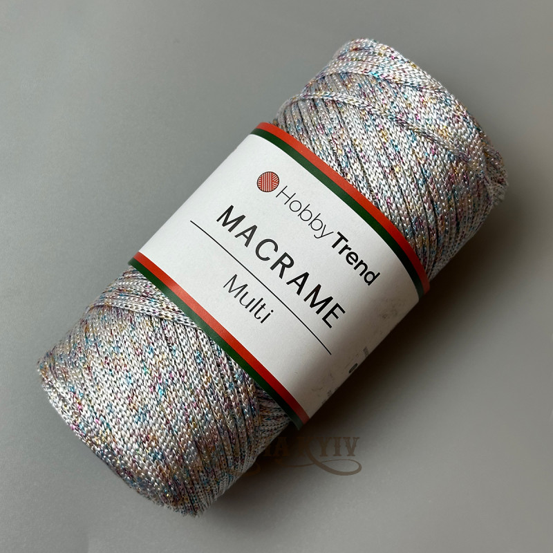 White with multi-lurex 2 mm polypropylene cord Hobby Trend