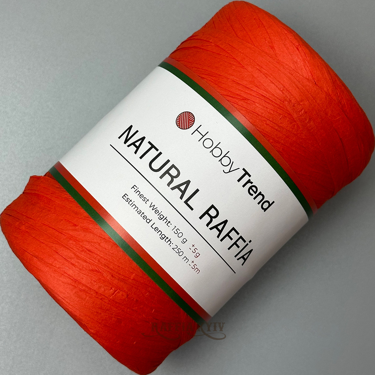 Orange paper ribbon raffia, 250 m | Raffia Kyiv