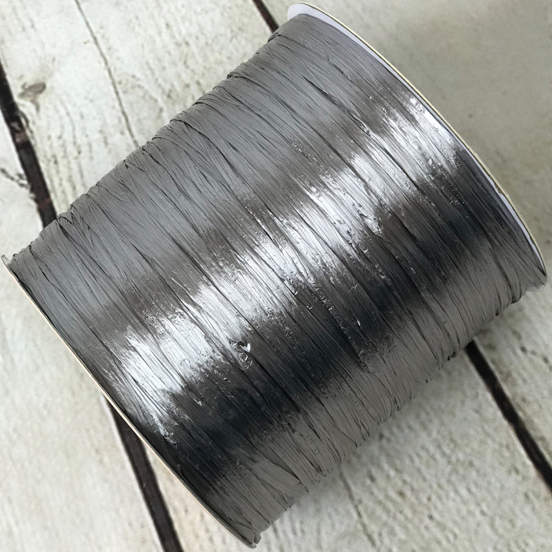 Віскозна глянцева рафія Ispie®, колір – metallic grey, 250 м