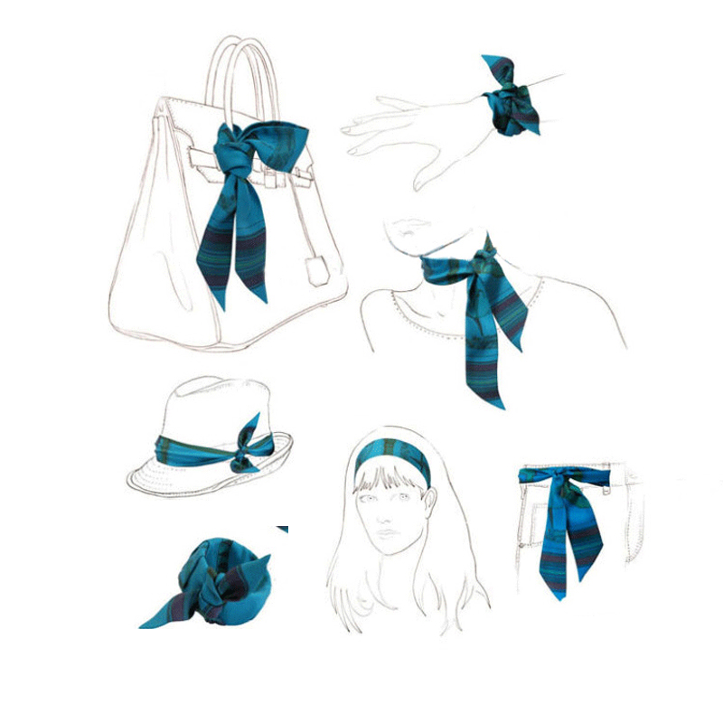 Narrow silk scarf, model 82