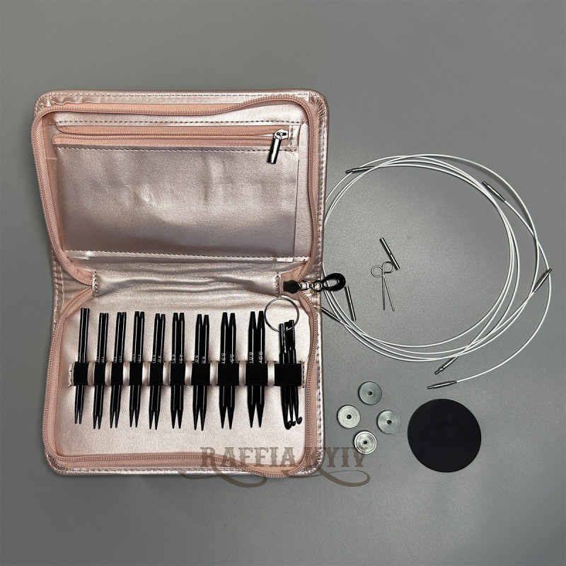 Interchangeable Circular Knitting Needle Set in a Pearly Case (9 Pairs)