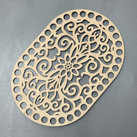 Openwork oval plywood bottom, 18×12 cm, model 209