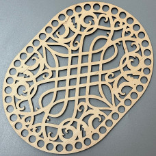 Openwork oval plywood bottom, 21×15 cm, model 211