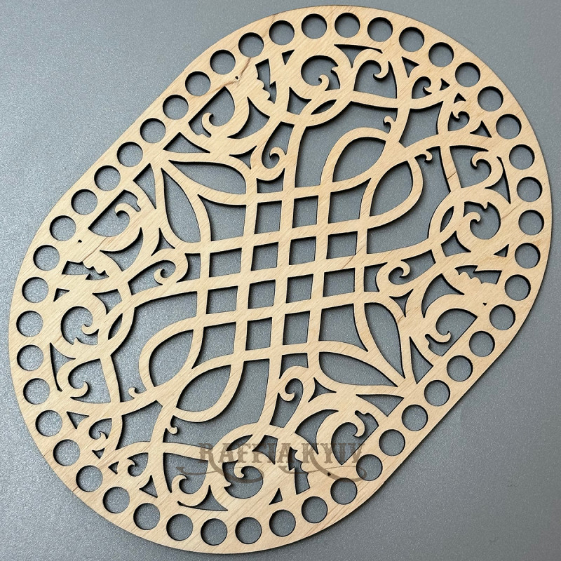 Openwork oval plywood bottom, 21×15 cm, model 211