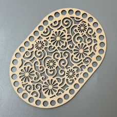 Openwork oval plywood bottom, 18×12 cm, model 227