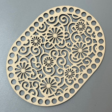 Openwork oval plywood bottom, 19×14 cm, model 227