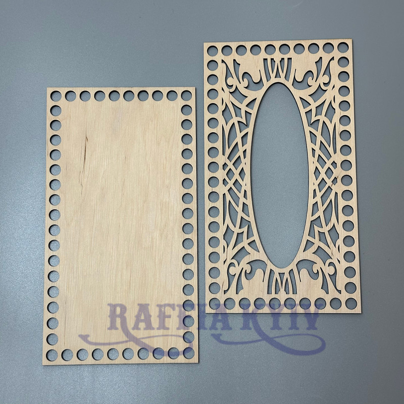 Set of openwork plywood blanks for napkin holder, 22×12 cm, model 1004