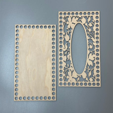 Set of openwork plywood blanks for napkin holder, 22×12 cm, model 1005
