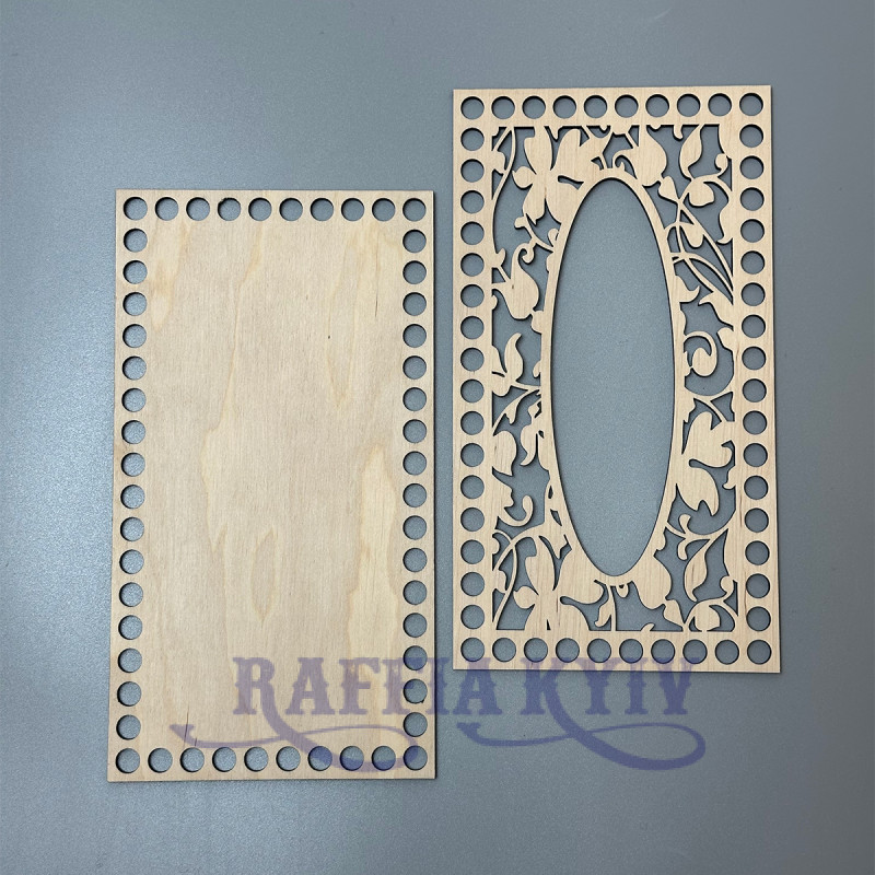 Set of openwork plywood blanks for napkin holder, 22×12 cm, model 1005