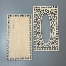 Set of openwork plywood blanks for napkin holder, 22×12 cm, model 1007