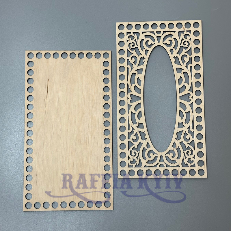 Set of openwork plywood blanks for napkin holder, 22×12 cm, model 1007
