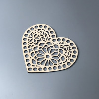 Сердечко ажурное фанерное донышко, 13,5×15,5 см, модель 710