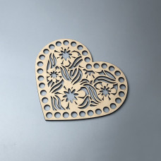 Сердечко ажурное фанерное донышко, 13,5×15,5 см, модель 714