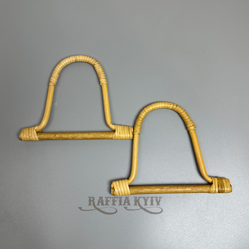 Rattan bag handles, 16×13 cm, broken edge of the braid