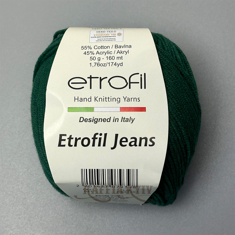 Etrofil Jeans Yarn for Knitting & Crochet — color Emerald