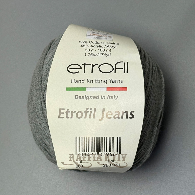 Etrofil Jeans Yarn for Knitting & Crochet — color Light Grey