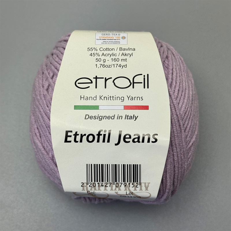 Пряжа для в'язання Etrofil Jeans — колір світло-бузковий