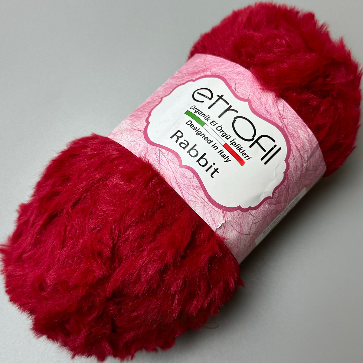 Real Rabbit Fur Yarn Fur yarn Etrofil Rabbit, color – red, 100 g