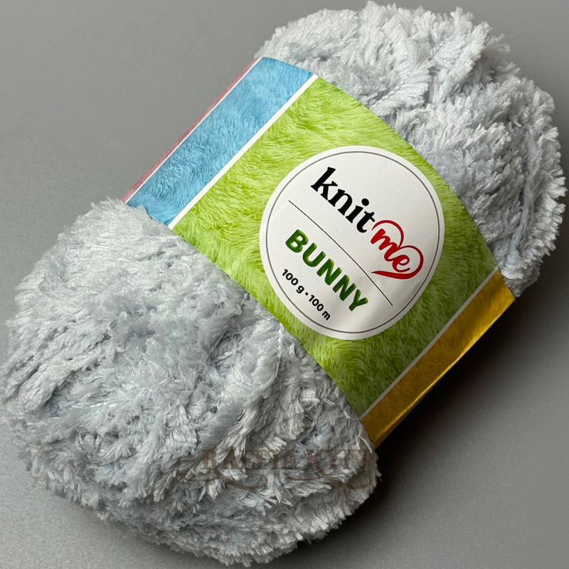 Блакитно-сіра хутряна пряжа Bunny, 100 г