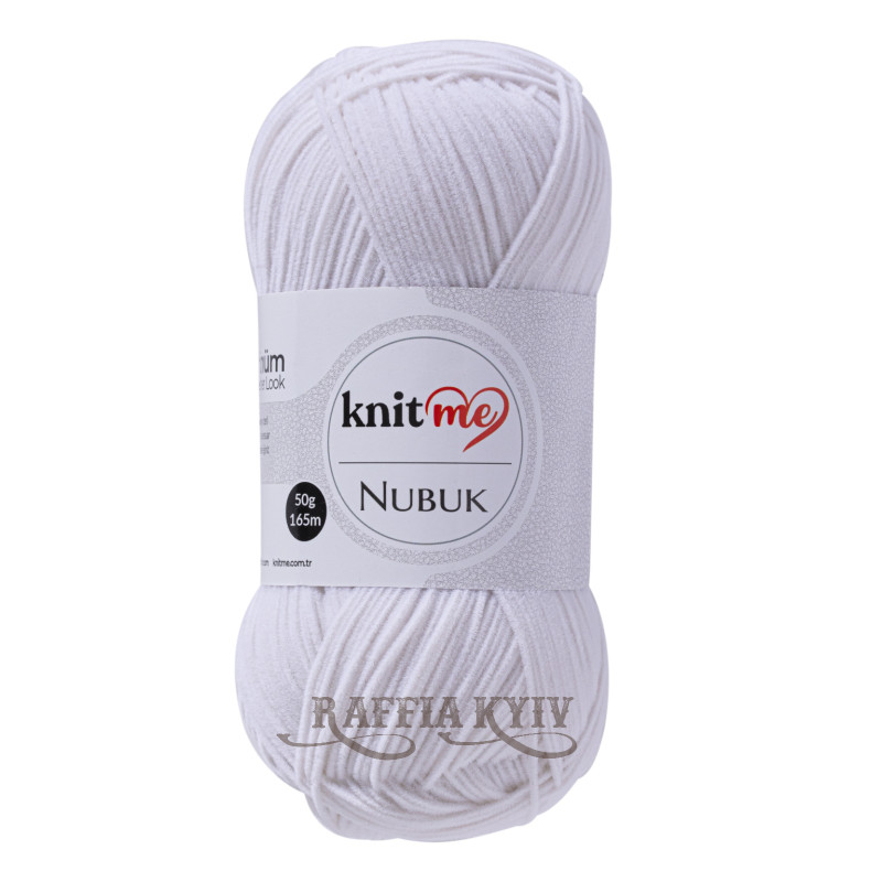 Белая пряжа Nubuk, 50 г