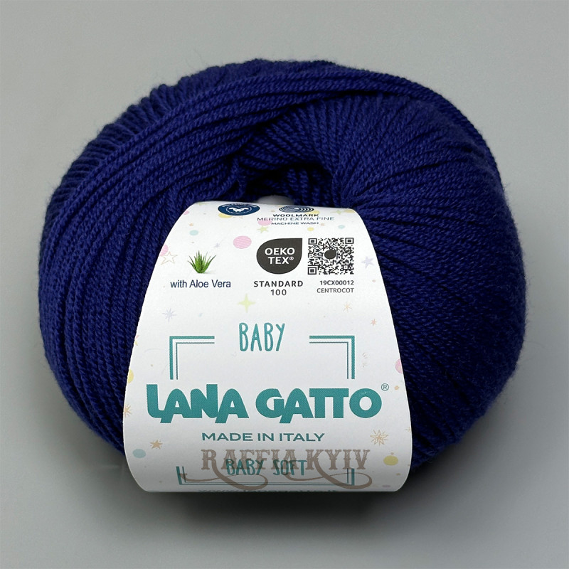 Пряжа Lana Gatto Baby Soft 08440 (Bluette) — темно-синяя, 100% меринос