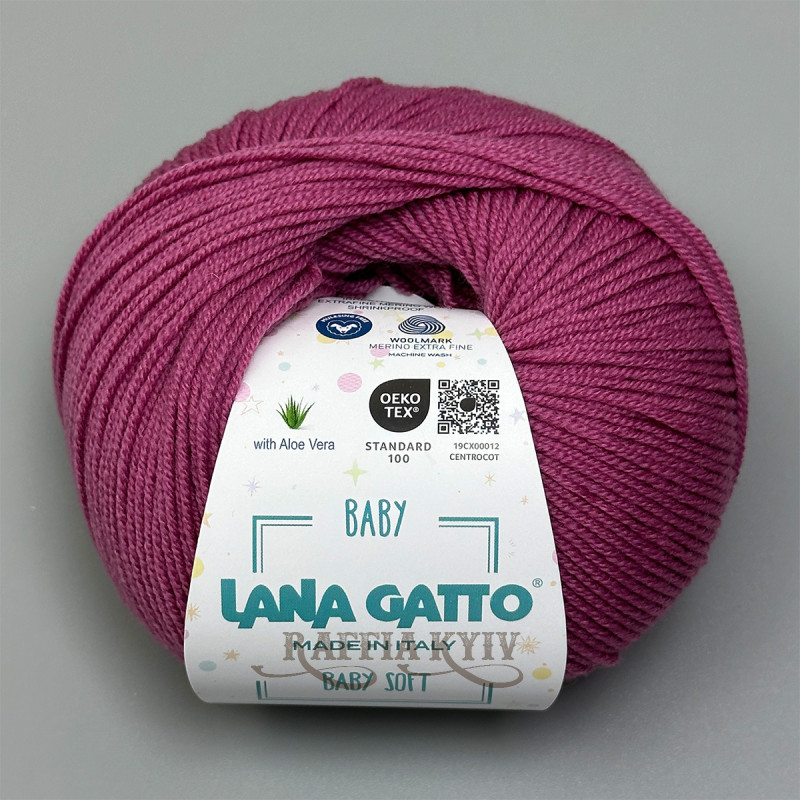 Lana Gatto Baby Soft Yarn 09408 (Fuxia) — Fuchsia, 100% Extrafine Merino