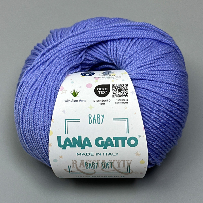 Lana Gatto Baby Soft Yarn 09411 (Lilia) — Lilac, 100% Extrafine Merino