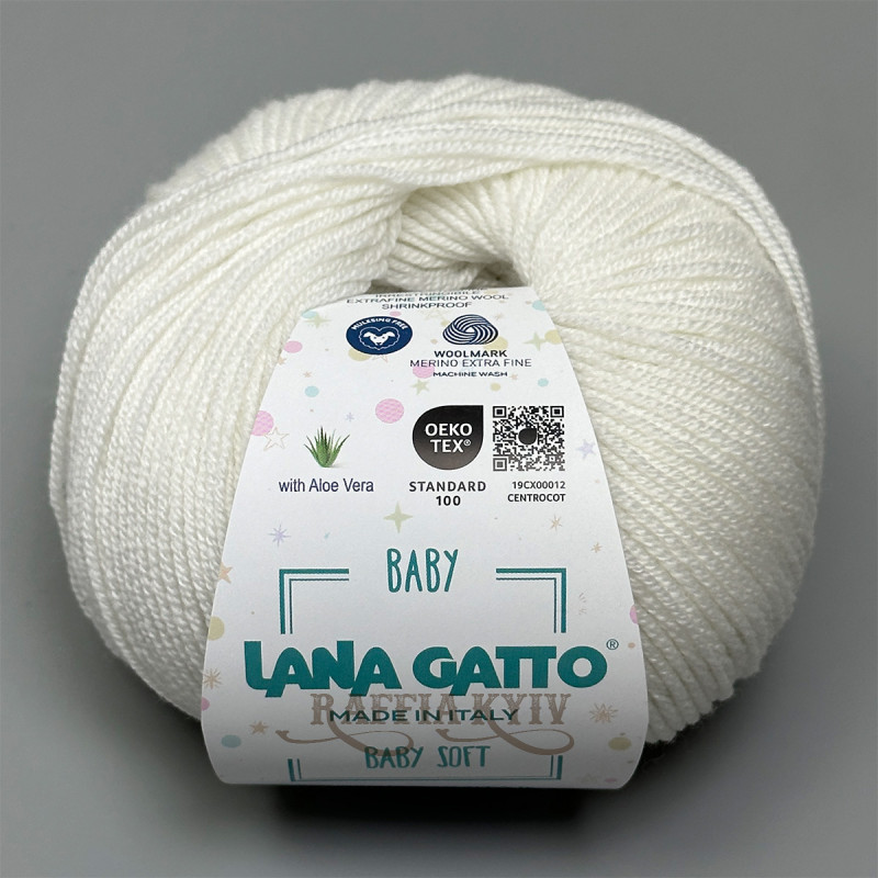 Пряжа Lana Gatto Baby Soft 10001 (Bianco) — белая, 100% меринос