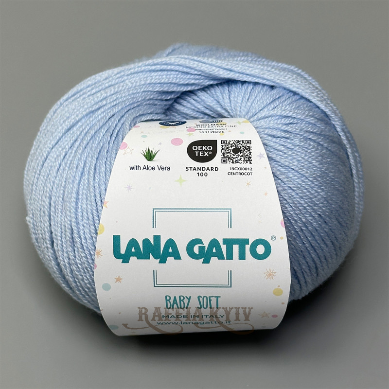 Lana Gatto Baby Soft Yarn 12260 (Azzurro) — Azure, 100% Extrafine Merino