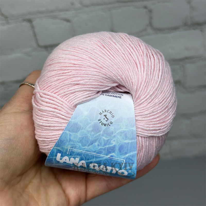 Пряжа Lana Gatto Cashcot 31281 (Rosa Baby) — нежно-розовая, хлопок с кашемиром