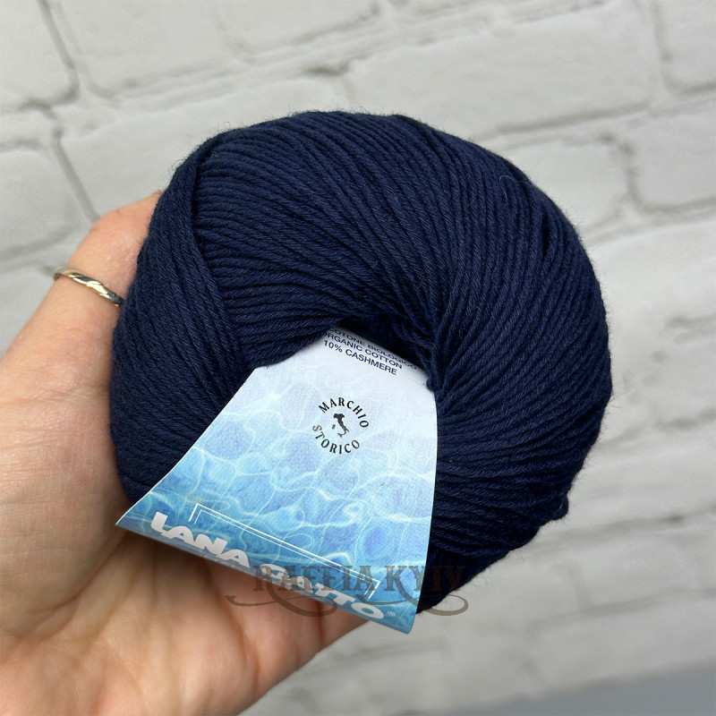Lana Gatto Cashcot Yarn 31290 (Blu Marino) — Dark Blue, Cotton with Cashmere