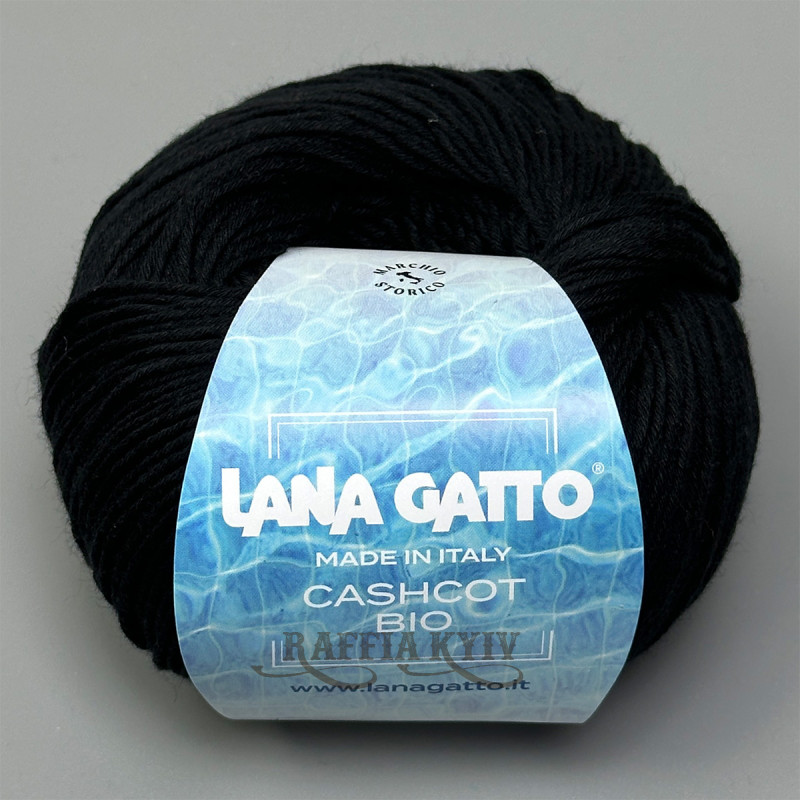 Lana Gatto Cashcot Yarn 31291 (Nero) — Black, cotton with cashmere