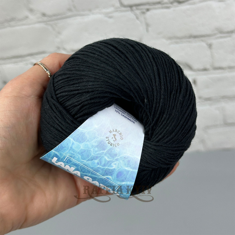 Lana Gatto Cashcot Yarn 31291 (Nero) — Black, cotton with cashmere