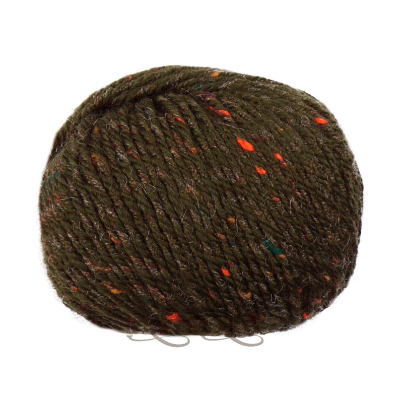 Lana Gatto Everest yarn 06966 (Oliva) — Dark Olive, 95% Tweed Virgin Wool, 5% Viscose