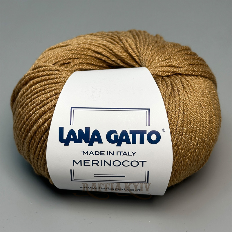 Lana Gatto Merinocot yarn 14202 (Cammello/Civo) — Camel, Merino with Cotton