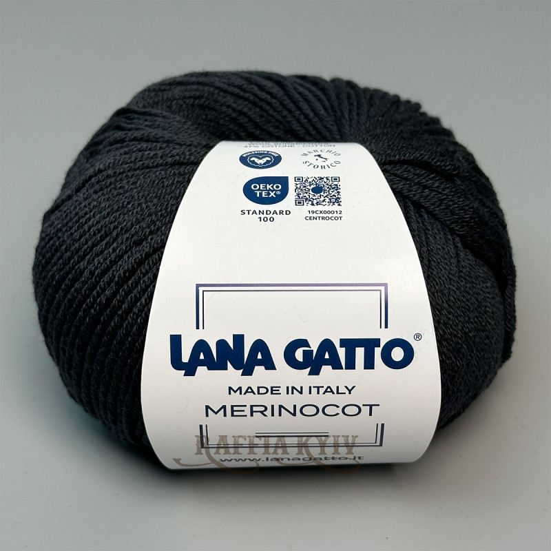 Lana Gatto Merinocot yarn 14351 (Fumo/Fenegrò) — Smoke, Merino with Cotton