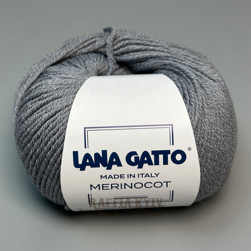 Lana Gatto Merinocot yarn 14433 (Acciaio/Acerno) — Steel, Merino with Cotton