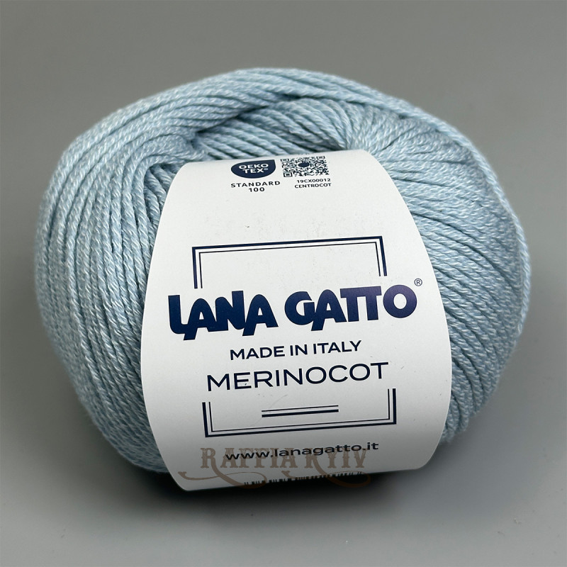Lana Gatto Merinocot yarn 14534 (Cielo/Cantiano) — Sky, Merino with Cotton