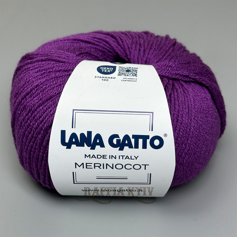 Lana Gatto Merinocot yarn 14677 (Violet/Villamar) — Violet, Merino with Cotton