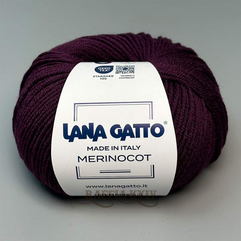 Lana Gatto Merinocot yarn 19004 (Vino/Vertova) — Wine, Merino with Cotton