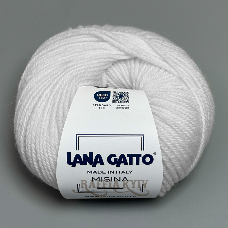 Lana Gatto Misina yarn 08000 (Bianco) — White, 100% wool