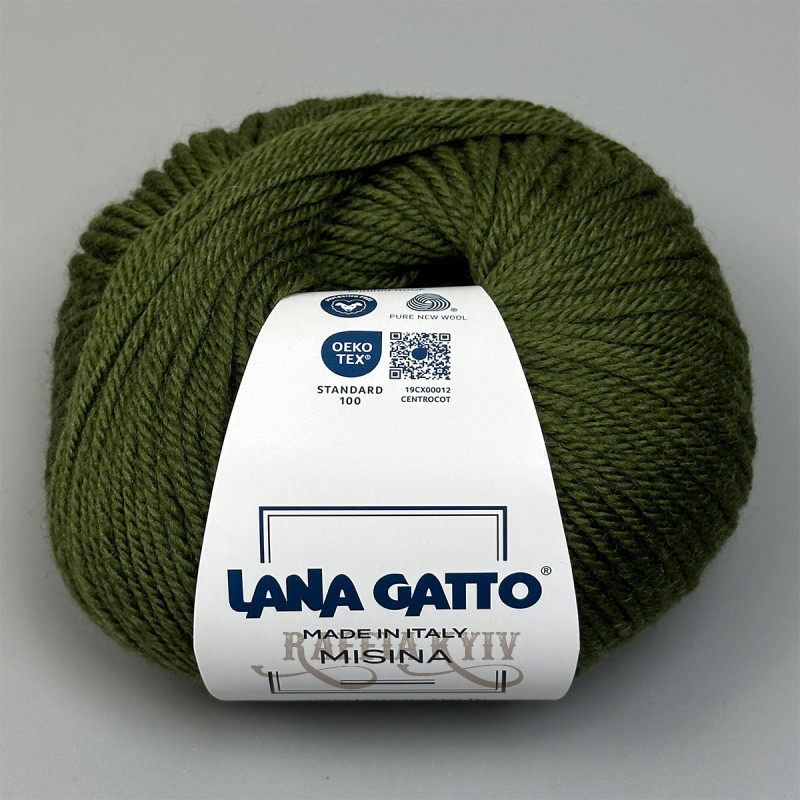 Lana Gatto Misina yarn 12732 (Oliva / Oasi) — Olive, 100% wool