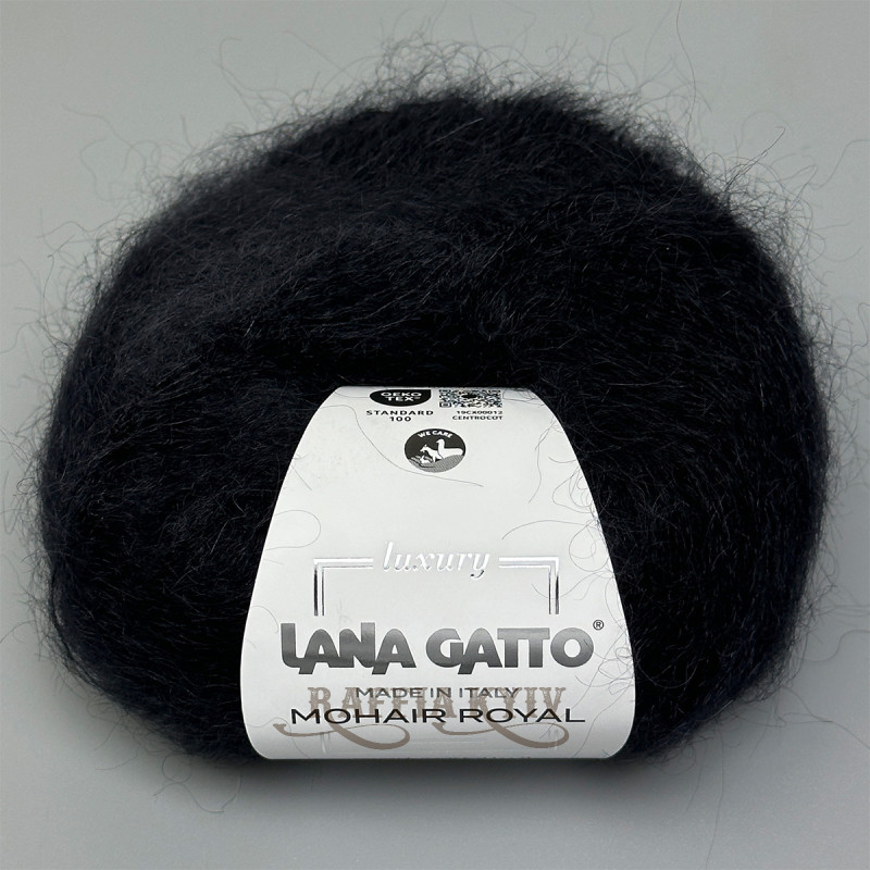 Lana Gatto Mohair Royal yarn 05000 (Nero) — Black, Mohair