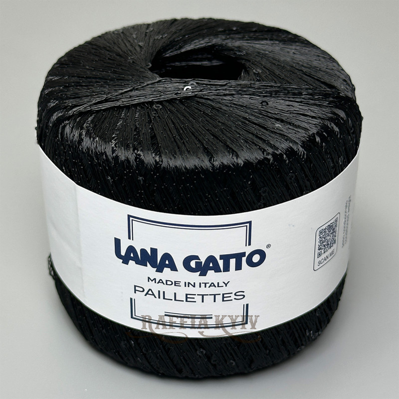 Пряжа з паєтками Lana Gatto Paillettes 08606 (Nero)