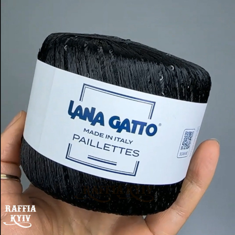 Пряжа з паєтками Lana Gatto Paillettes 08606 (Nero)